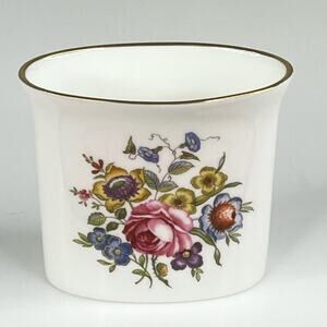 Royal Worcester Ceramic Toothpick Holder Summer Rose Posy Vase 2.7" Vtg